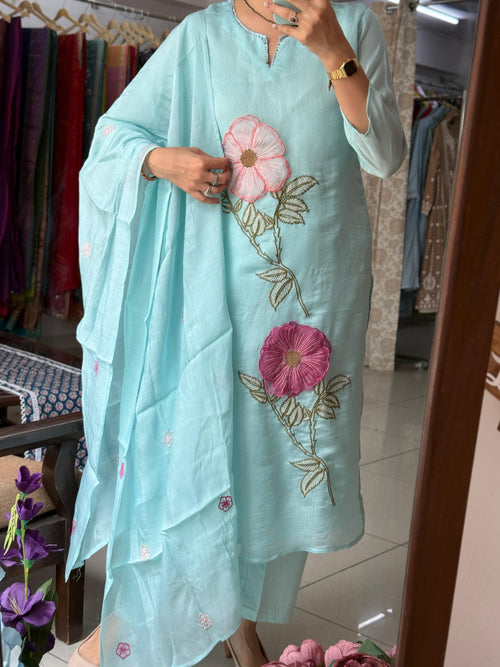 Aabha 3D Embroidered Suit Set