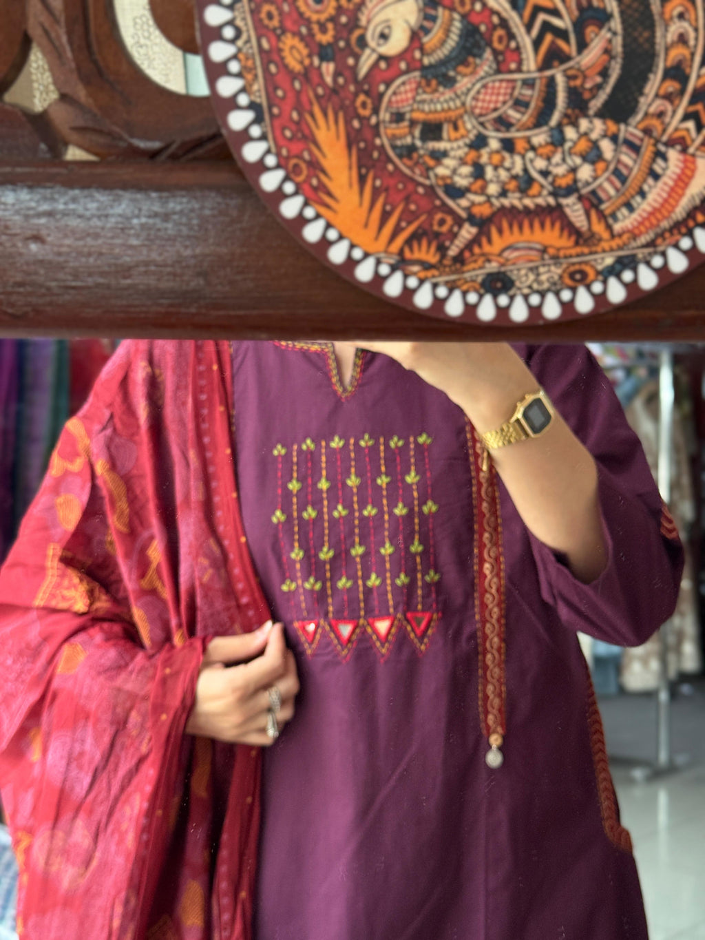 Handwork Cotton Suit Set with Dupatta