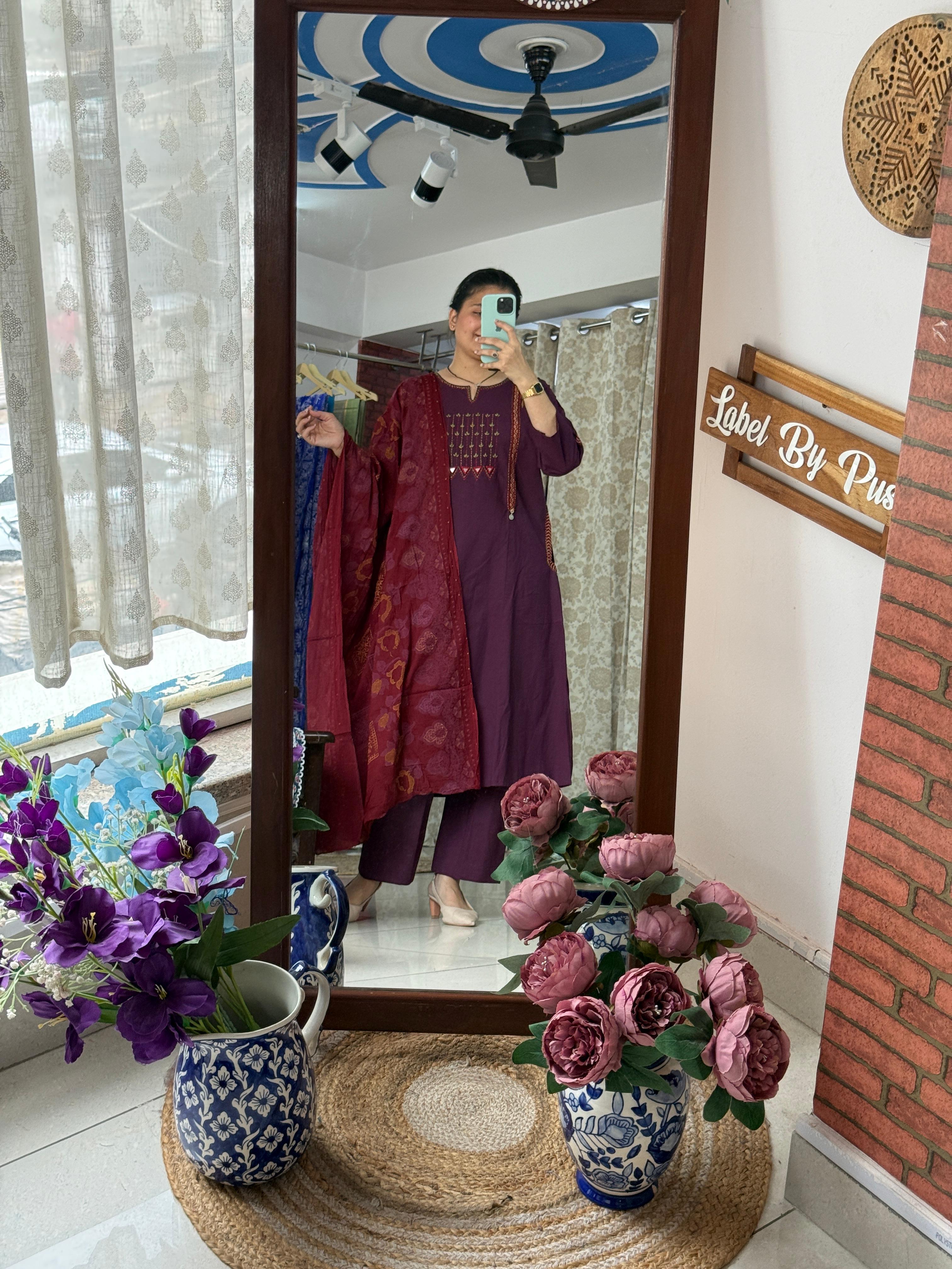 Handwork Cotton Suit Set with Dupatta