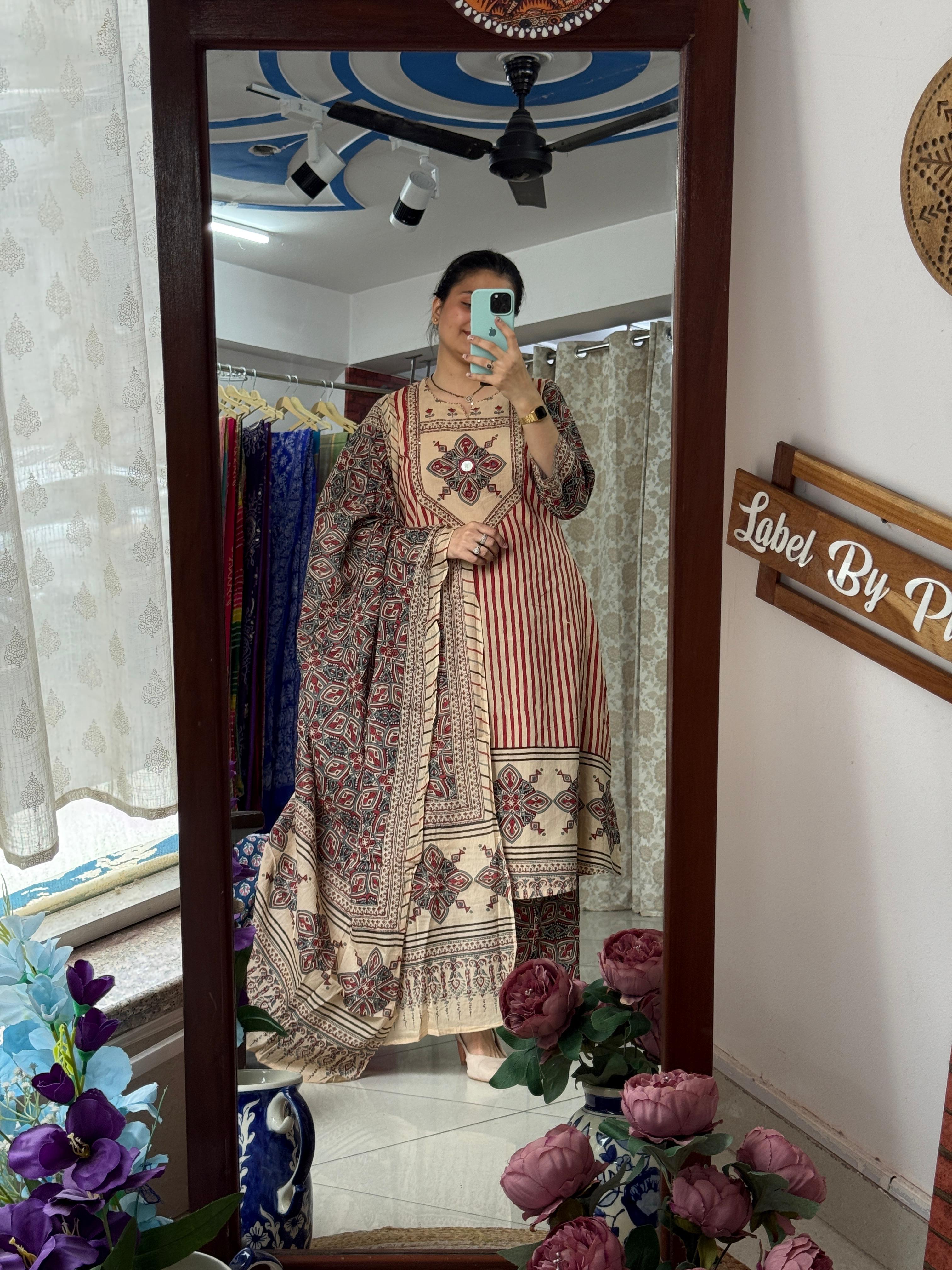 Ajrakh Print Cotton Suit Set
