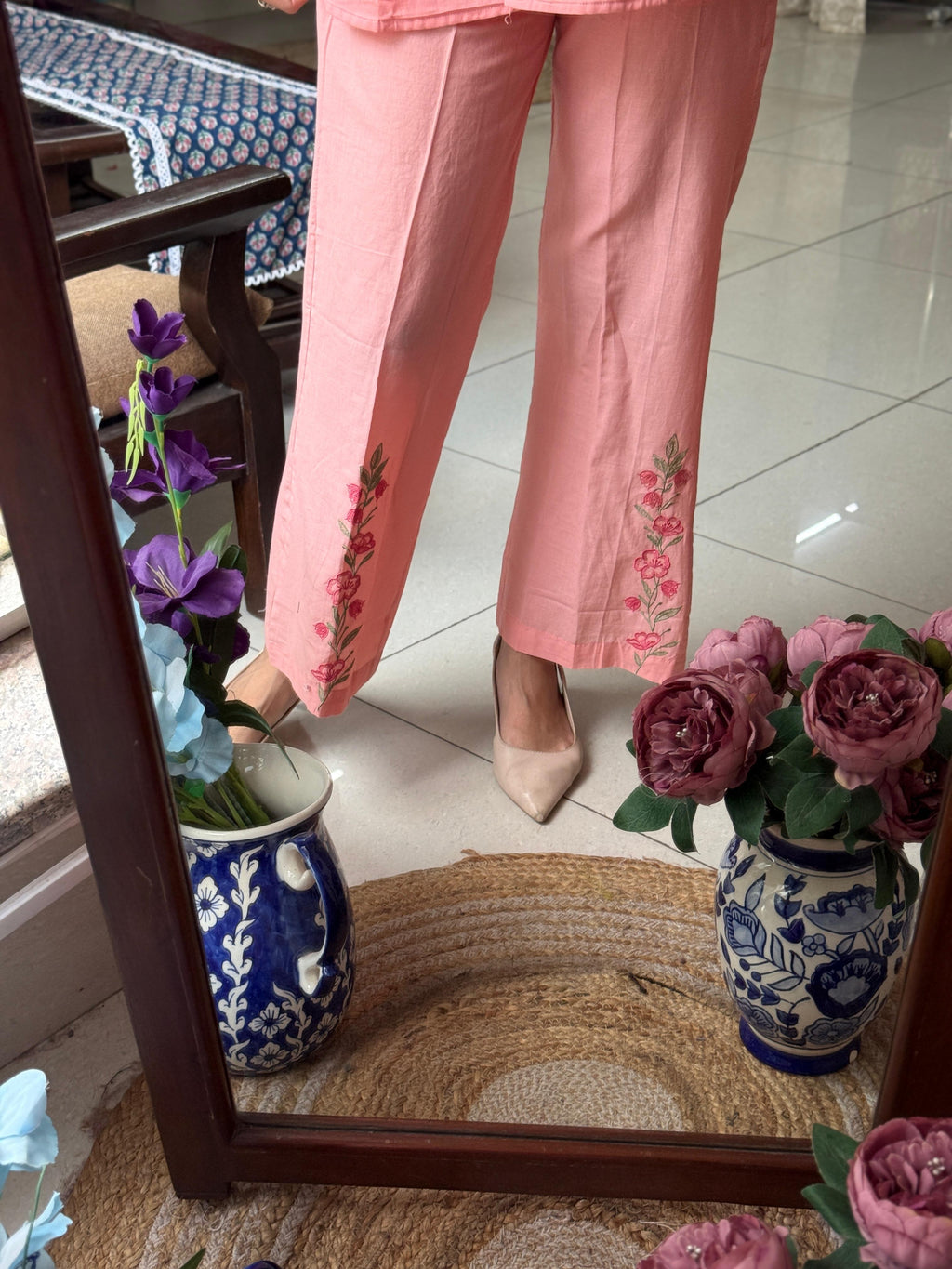 Peach Embroidered Designer Co-Ord Set