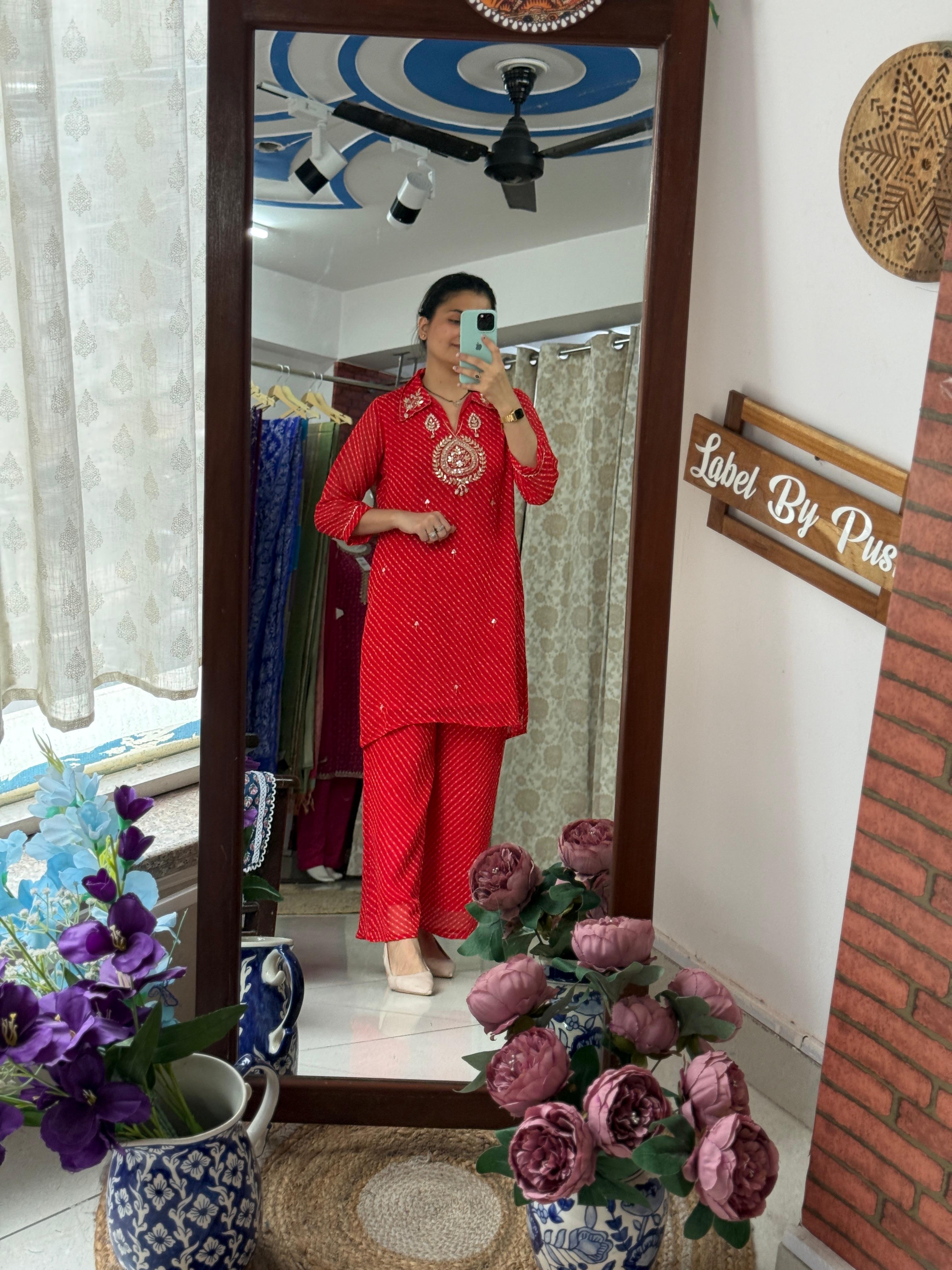 Handwork Leheriya Festive Co-Ord Set
