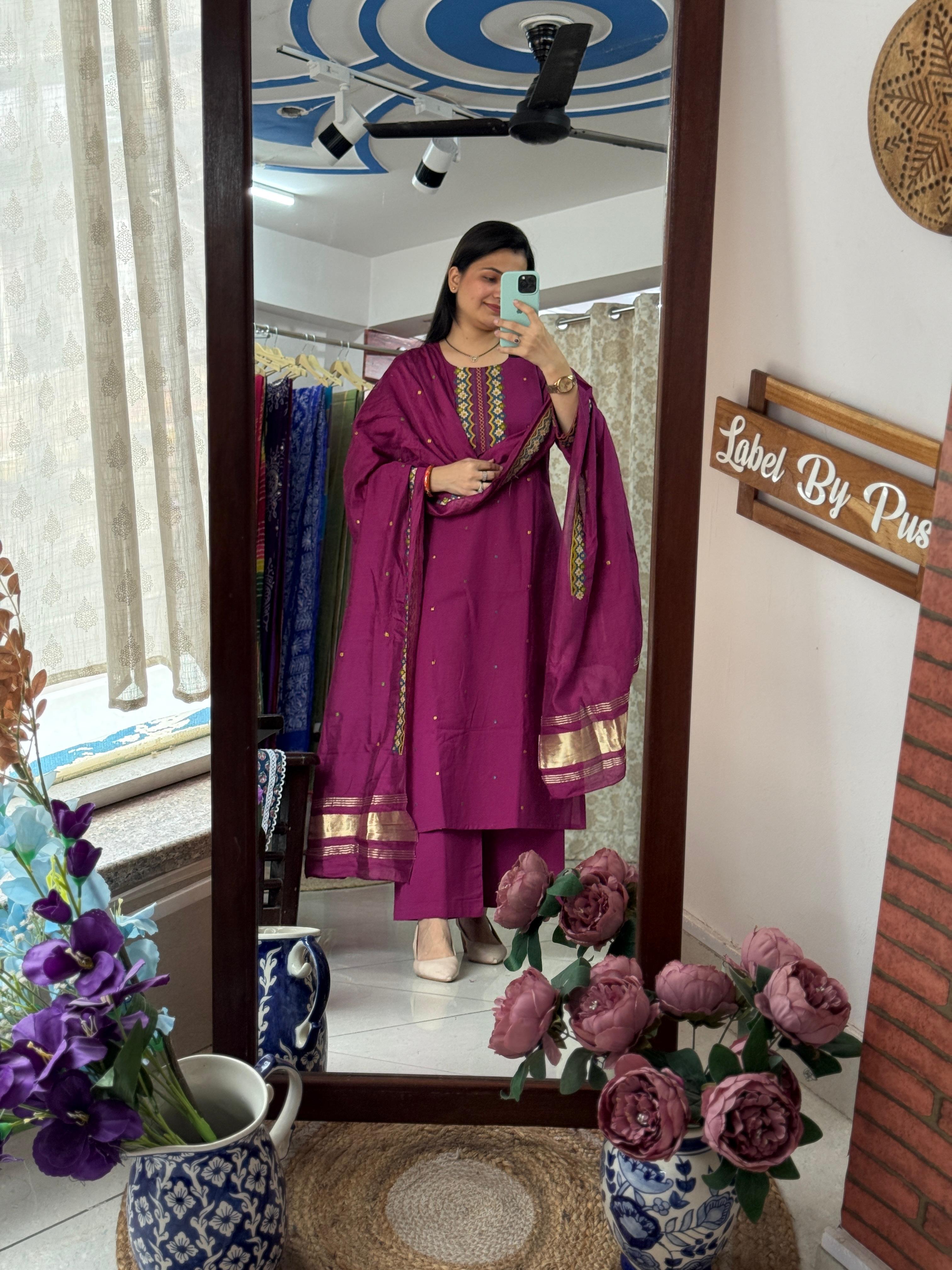 Lugdi Patta Border Embroidered Suit Set | Festive Collection