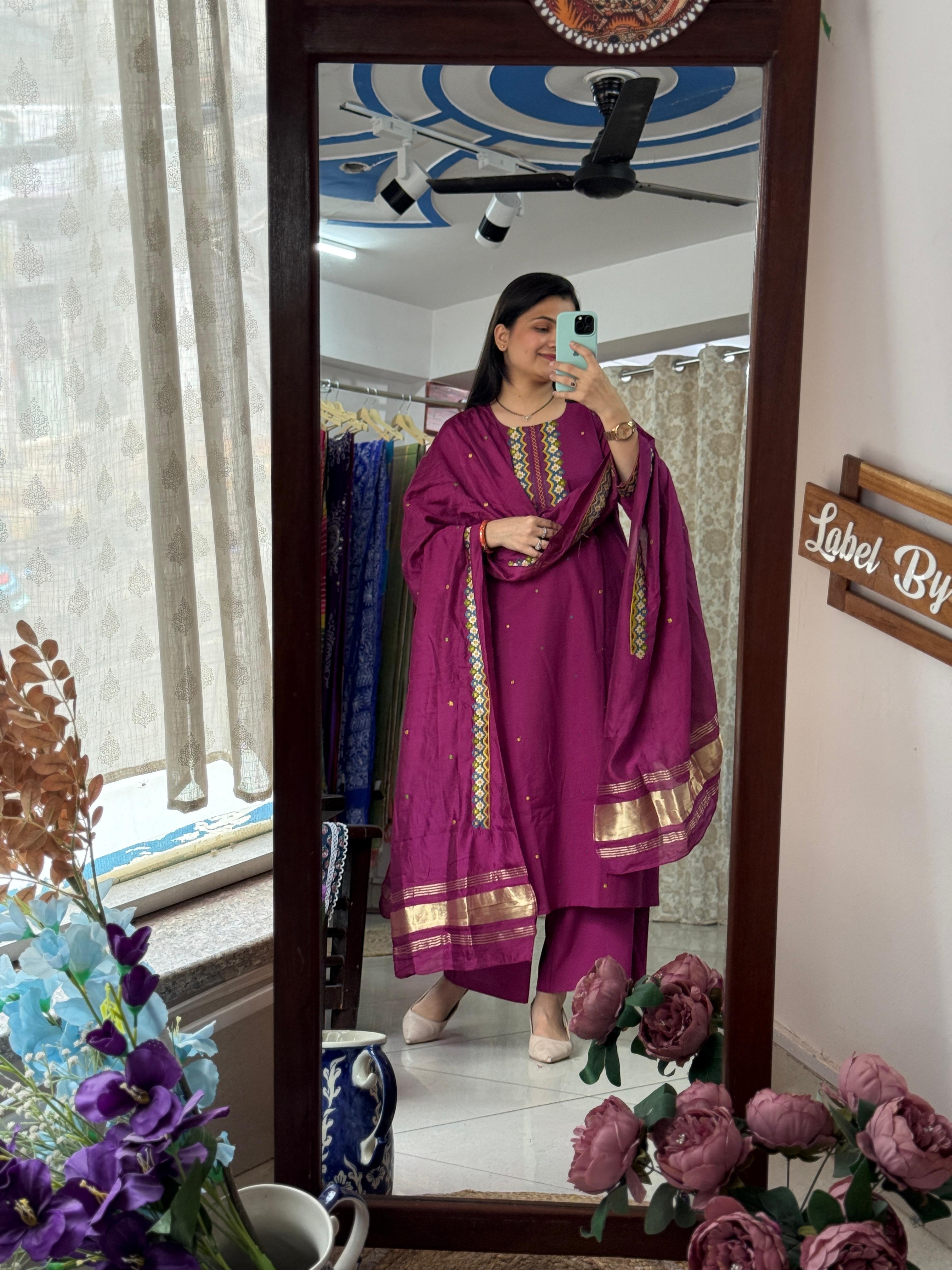 Lugdi Patta Border Embroidered Suit Set | Festive Collection