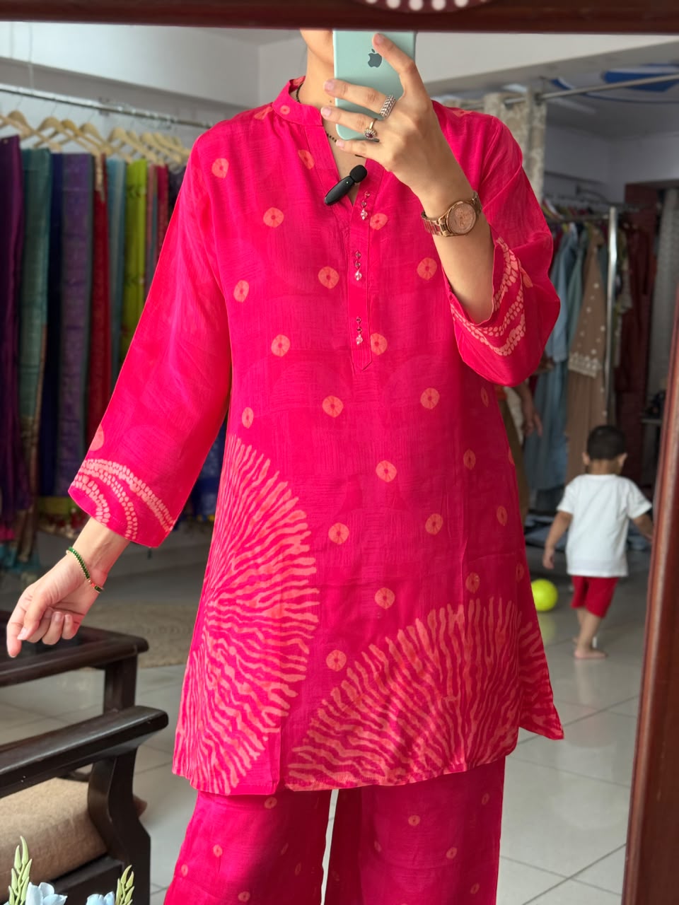 Pure Muslin Bandhani Co-Ord Set with Cotton Lining