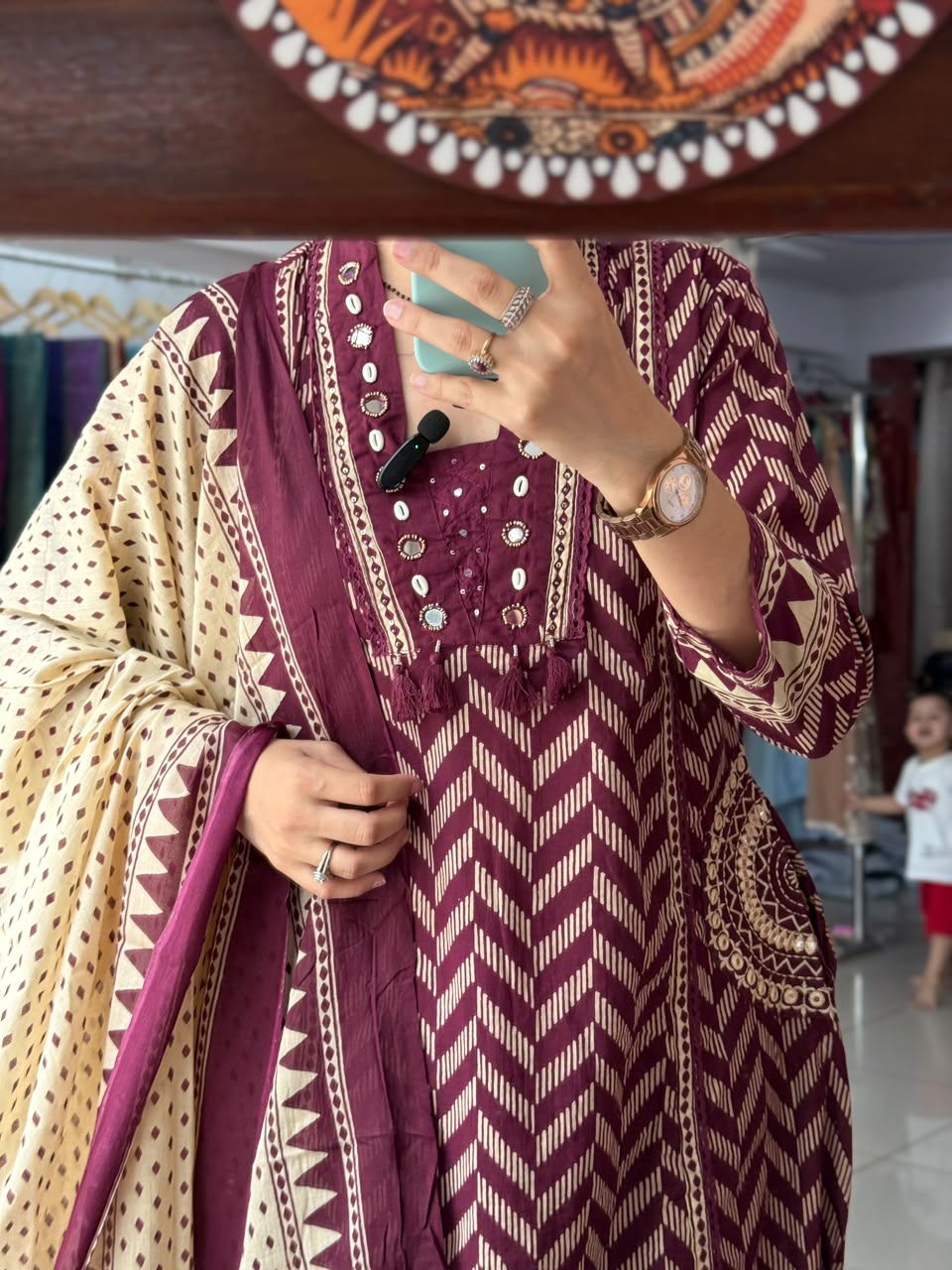 Stylish Cotton Suit Set with Pockets & Printed Dupatta