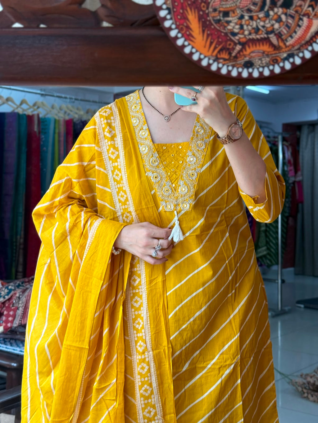 Cotton Leheriya Suit Set for Women | Printed Ethnic Suit with Dupatta