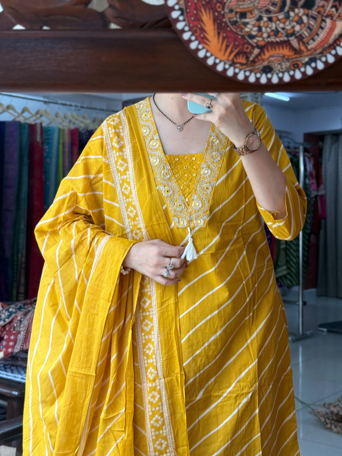Cotton Leheriya Suit Set for Women | Printed Ethnic Suit with Dupatta