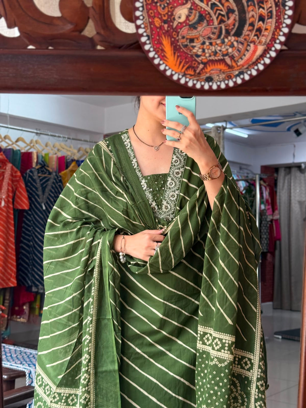 Cotton Leheriya Suit Set for Women | Printed Ethnic Suit with Dupatta