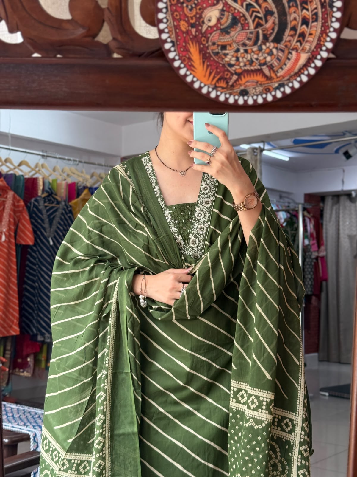 Cotton Leheriya Suit Set for Women | Printed Ethnic Suit with Dupatta