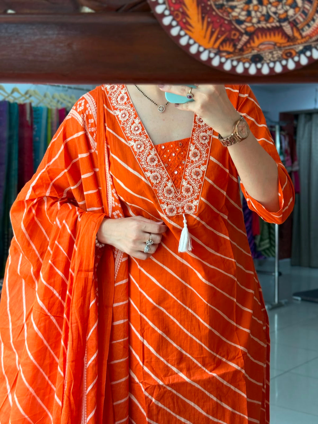 Cotton Leheriya Suit Set for Women | Printed Ethnic Suit with Dupatta