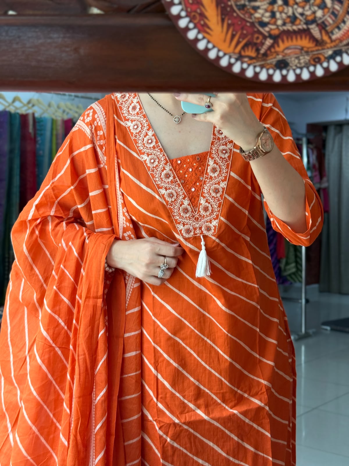 Cotton Leheriya Suit Set for Women | Printed Ethnic Suit with Dupatta