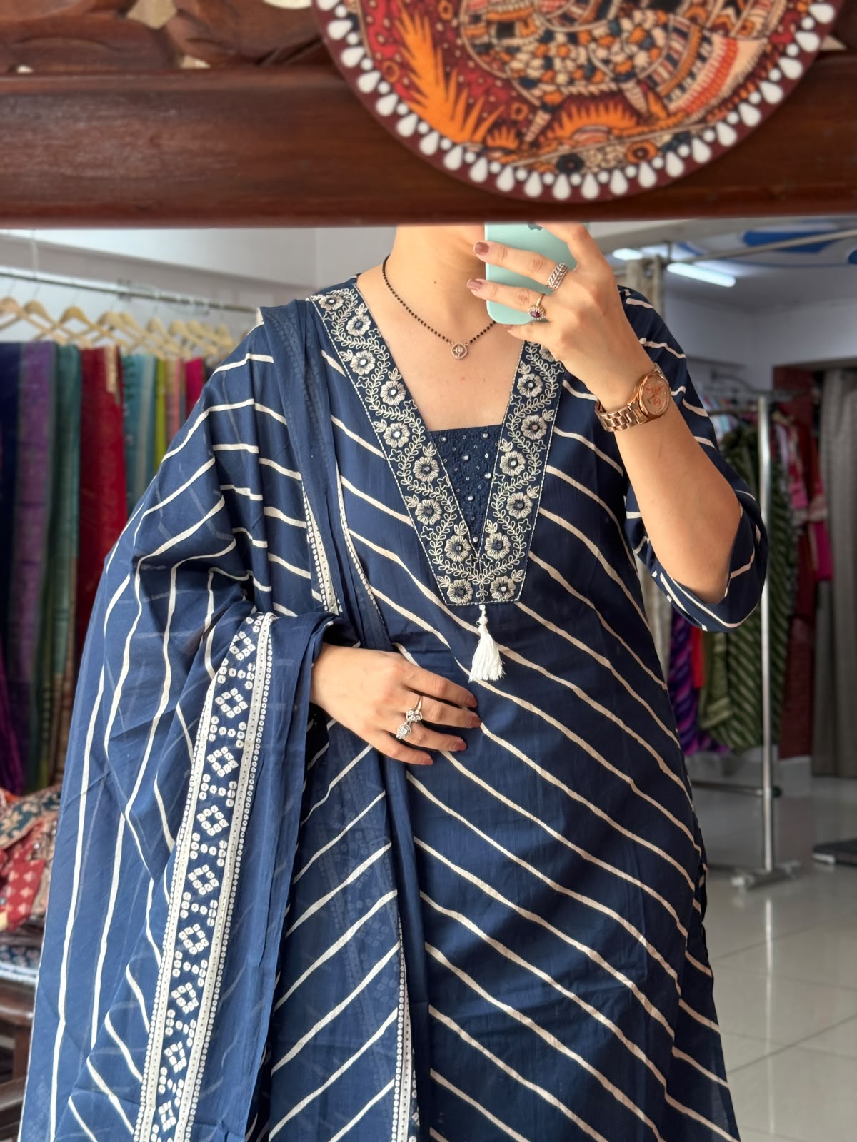 Cotton Leheriya Suit Set for Women | Printed Ethnic Suit with Dupatta