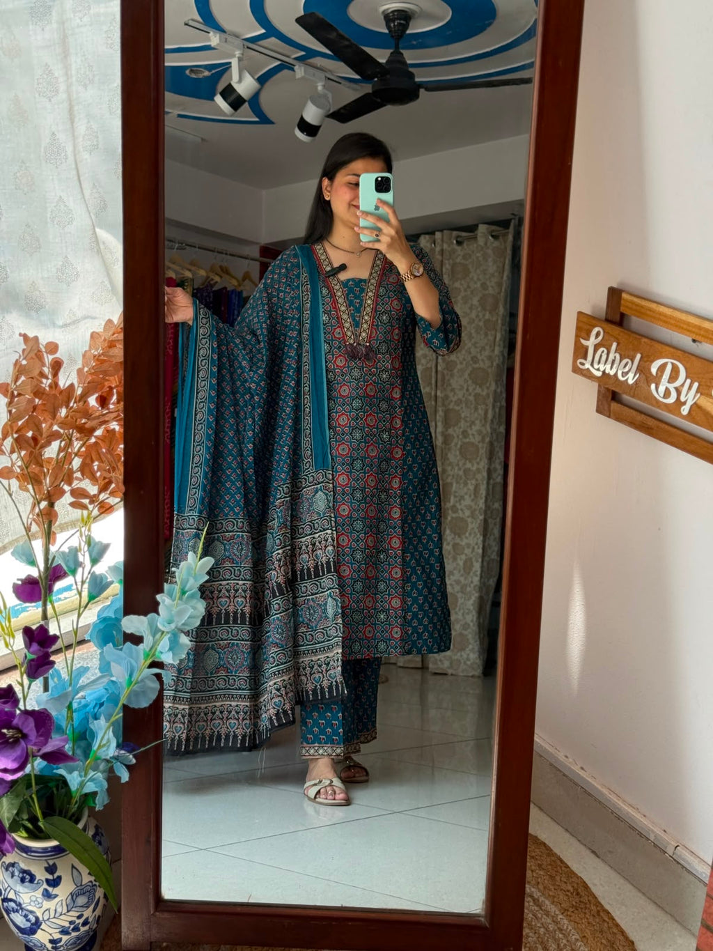 Ajrakh Cotton Suit Set for Women | Hand Block Printed Ethnic Suit with Dupatta