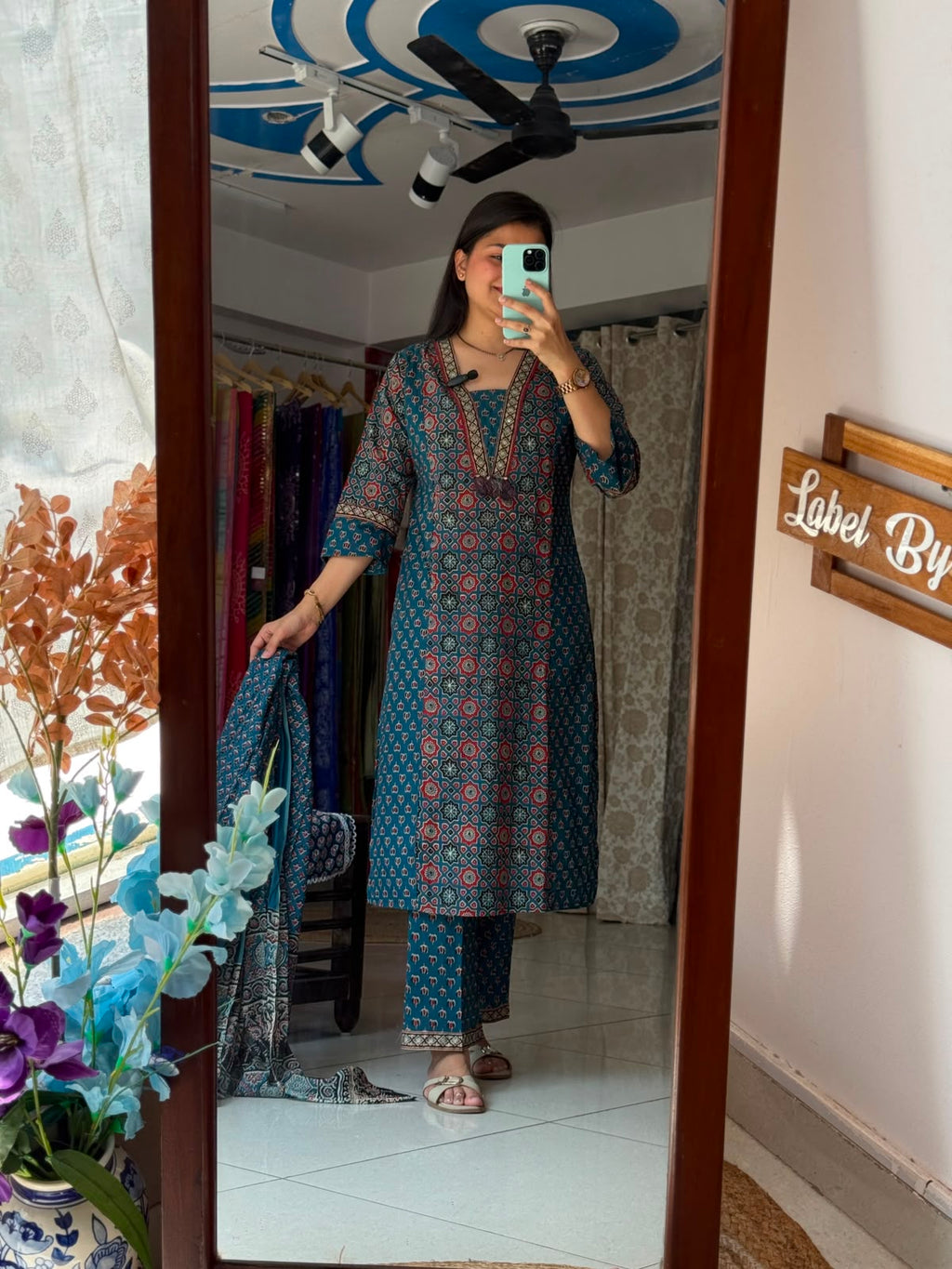 Ajrakh Cotton Suit Set for Women | Hand Block Printed Ethnic Suit with Dupatta