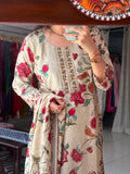 Cream Muslin Floral Printed Suit Set for Women with Matching Dupatta | Label By Pushp