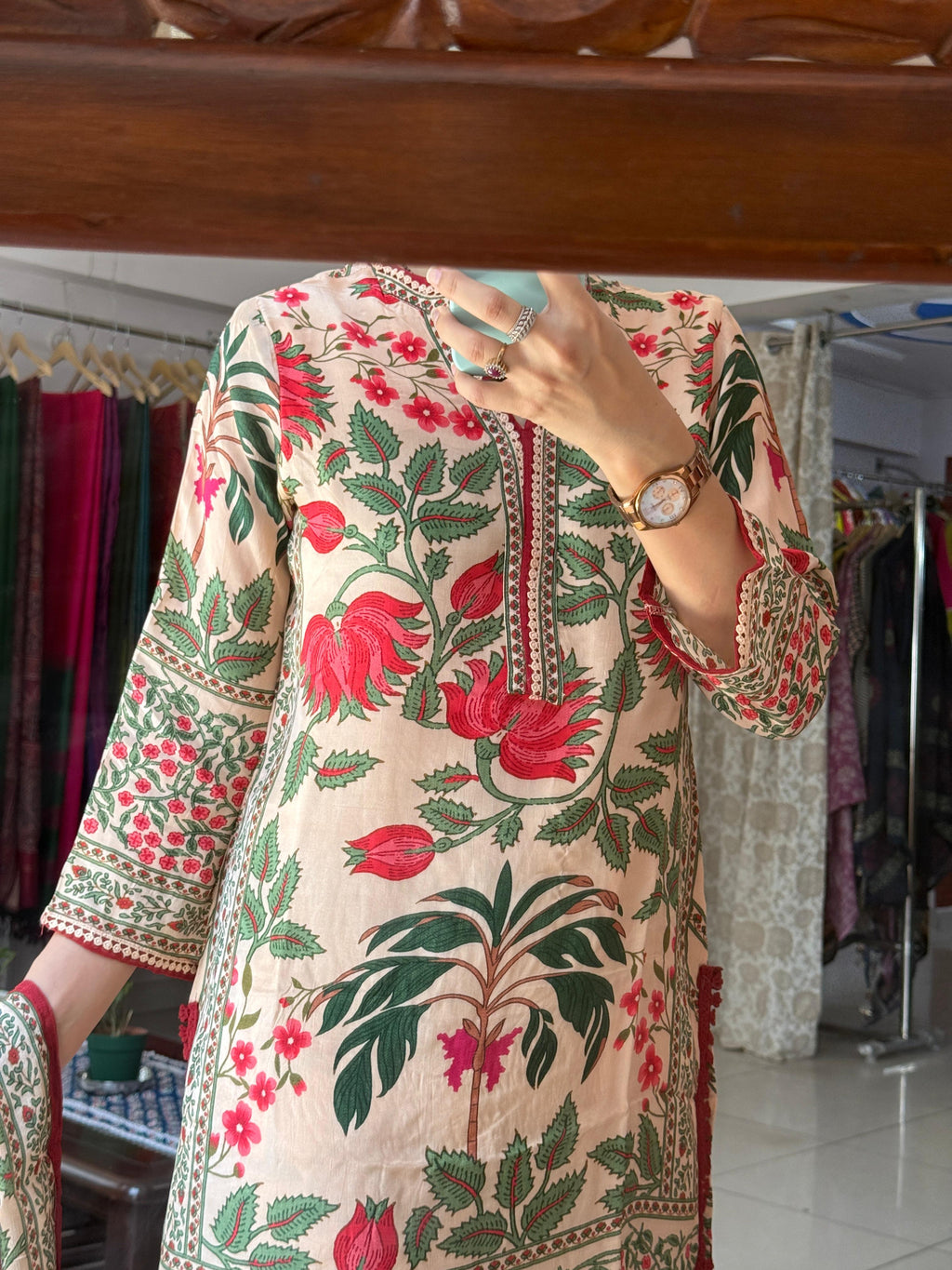 Floral Crepe Farshi Salwar Set for Women | Printed Ethnic Suit with Dupatta