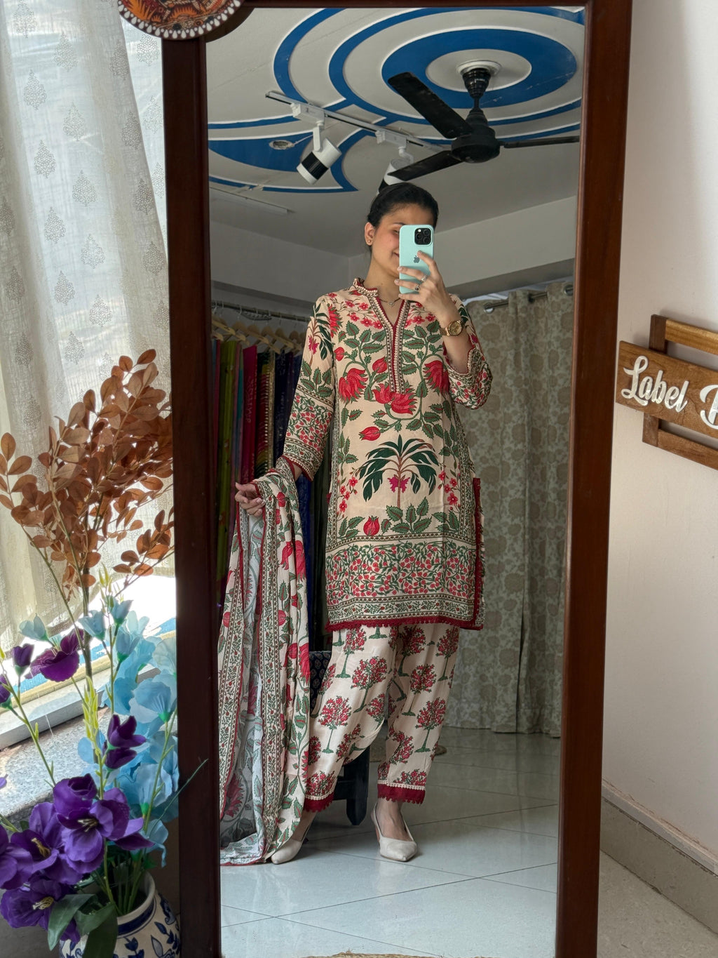 Floral Crepe Farshi Salwar Set for Women | Printed Ethnic Suit with Dupatta