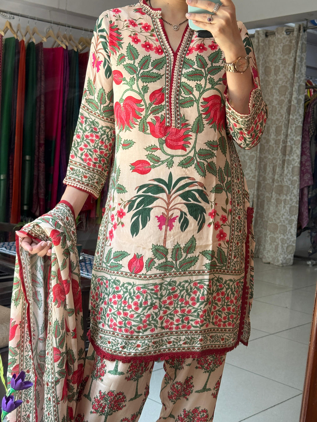 Floral Crepe Farshi Salwar Set for Women | Printed Ethnic Suit with Dupatta