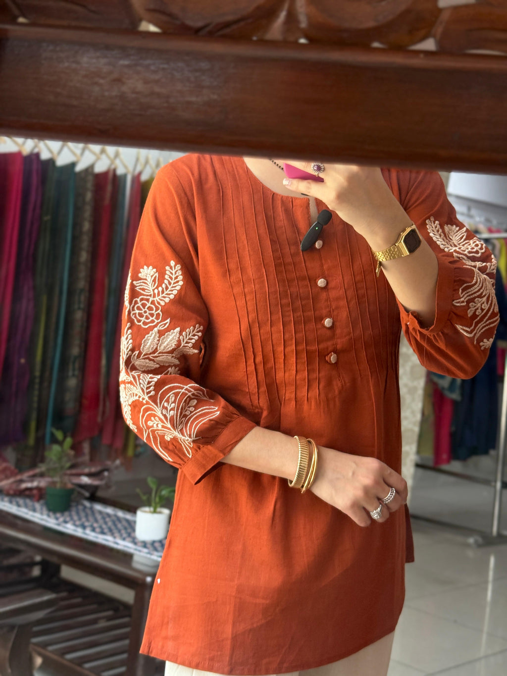 Orange Embroidered Co-Ord Set for Women | Cotton Ethnic Co-Ord Set