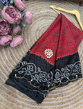 Red & Black Pure Georgette Saree | Cutdana Handwork | With blouse