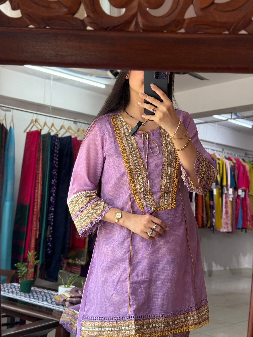 Lavender 3 Piece Co-Ord Set for Women | Embroidered Ethnic Co-Ord Set