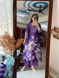 Purple Asymmetric Kurta Set for Women | Floral Printed Ethnic Co-Ord Set