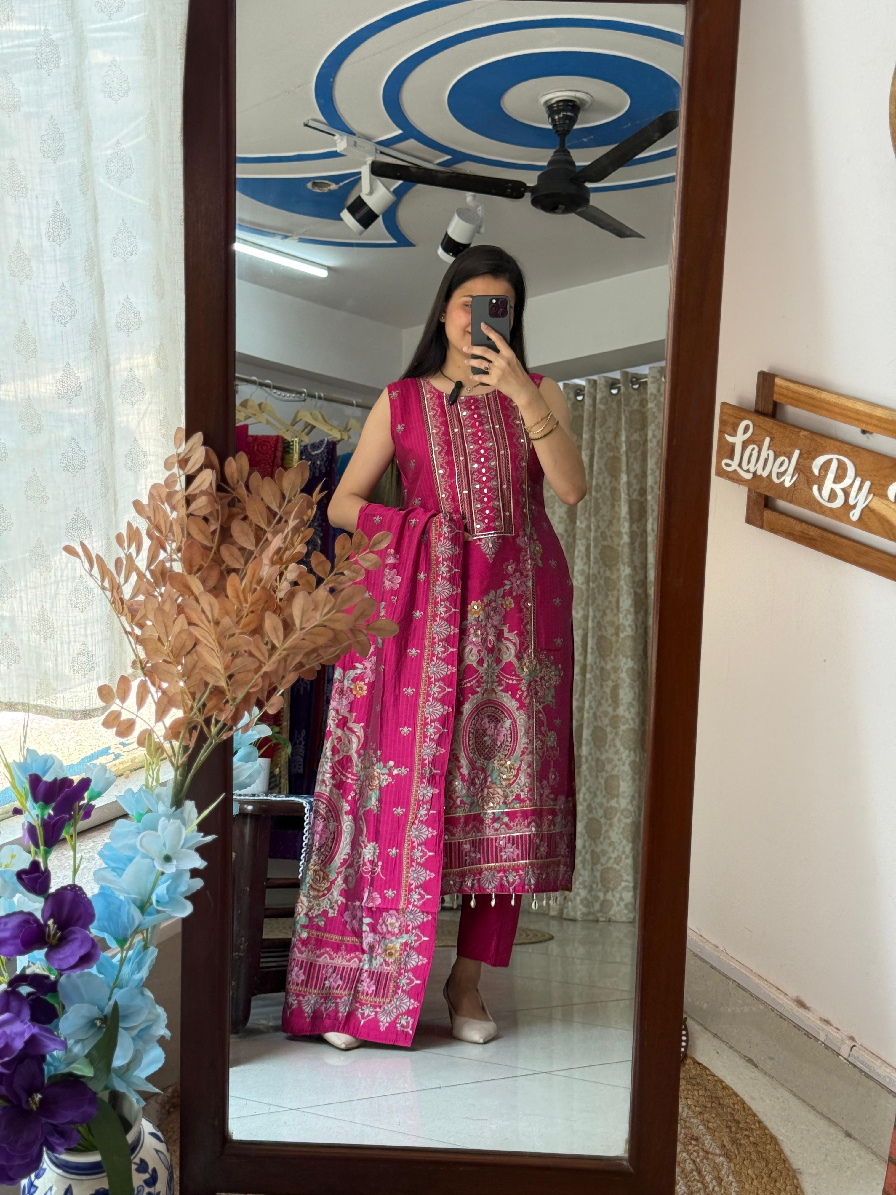 Pink Party Wear Suit Set for Women | Embroidered Designer Suit with Dupatta
