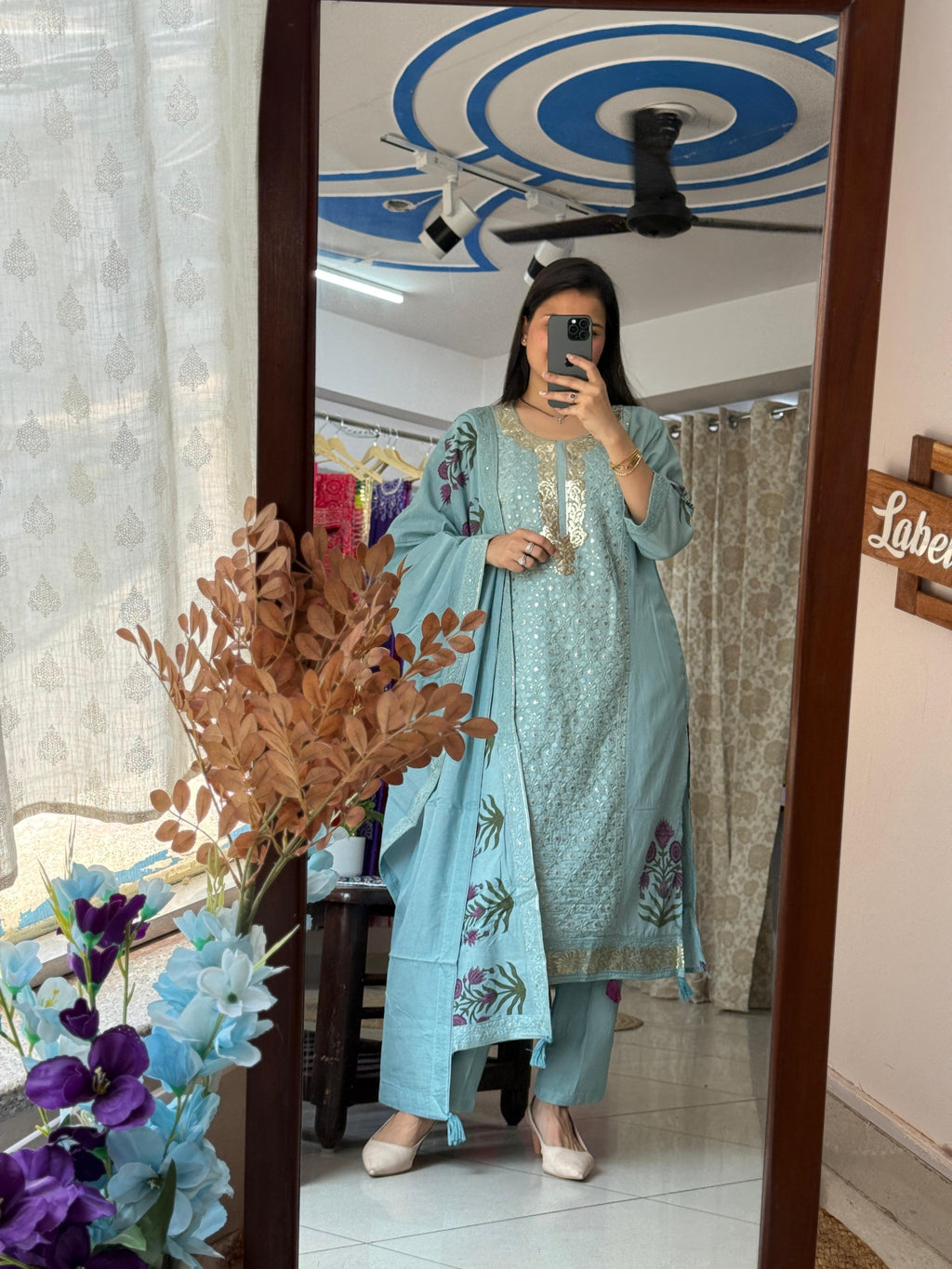 Premium Embroidered Suit Set for Women | Sky Blue Designer Suit with Dupatta