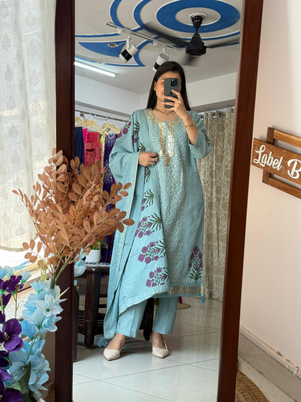 Premium Embroidered Suit Set for Women | Sky Blue Designer Suit with Dupatta