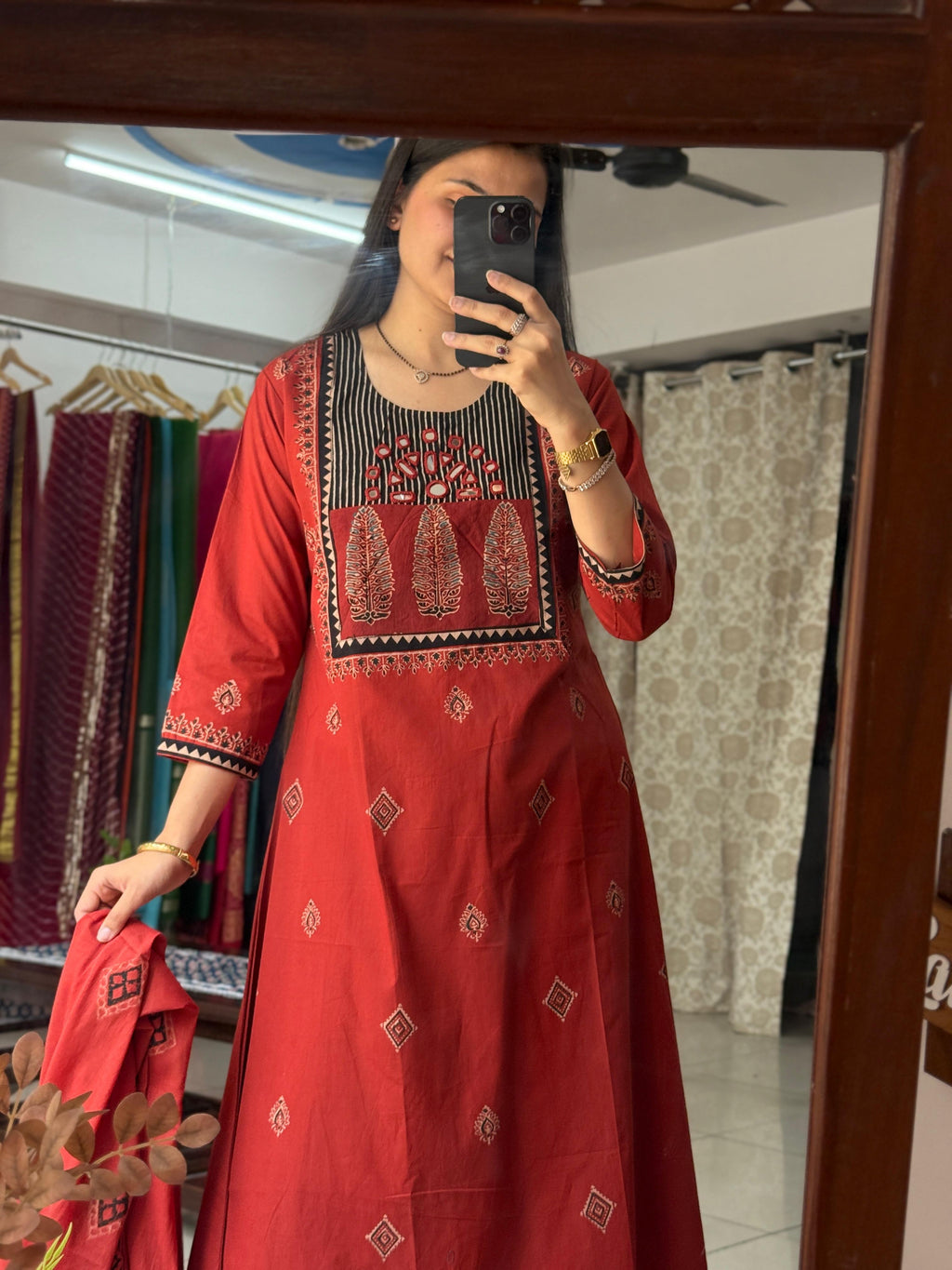 Orange A-Line Suit Set for Women | Embroidered Ethnic Suit with Dupatta