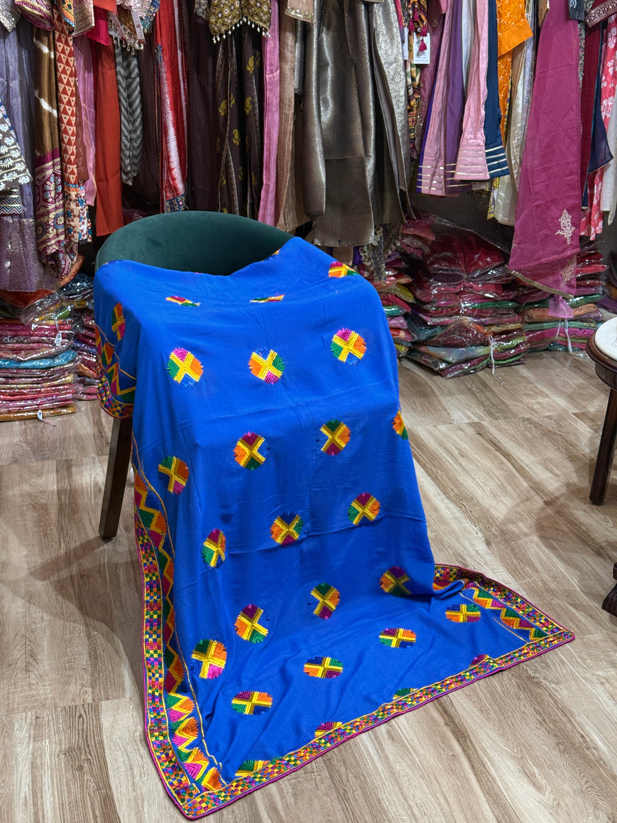 Blue Phulkari Duppata