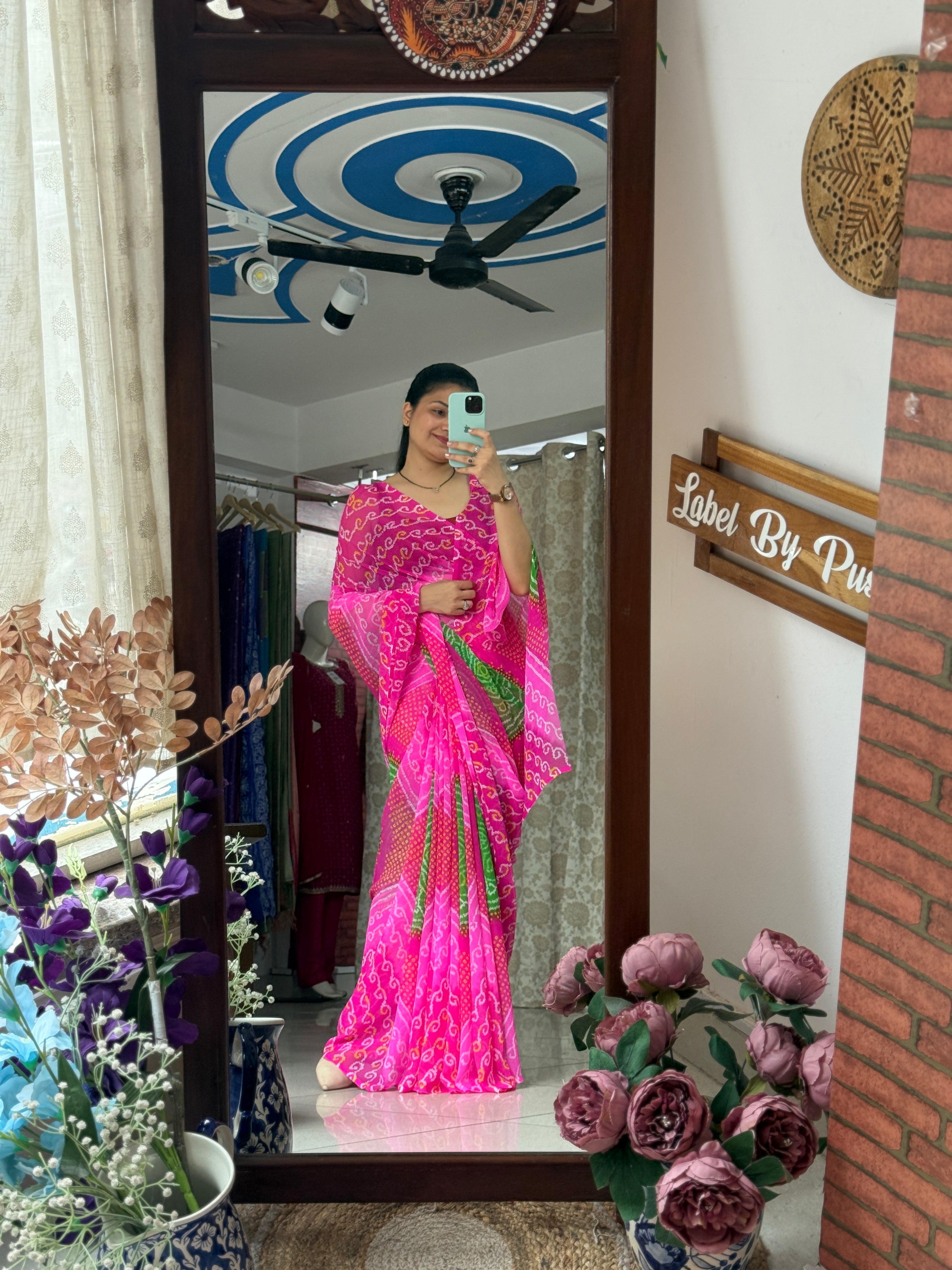 Dual tone bandhani thaal saree| without  blouse piece| Timeless bandhani charm| Pure Georgette