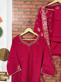 Pink Suit Set| Hand embroidered| designer back & Sleeves| With lining| Banarsi Duppata