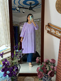 Lilac Mul Chanderi Kurta| Chikankari Work|Hand Embroidery| Partywear Kurta
