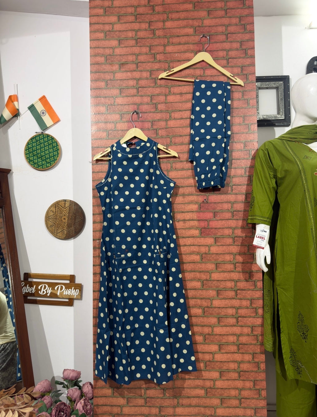 Blue Polka Kurta Pant Set | Cotton| Trendy Design