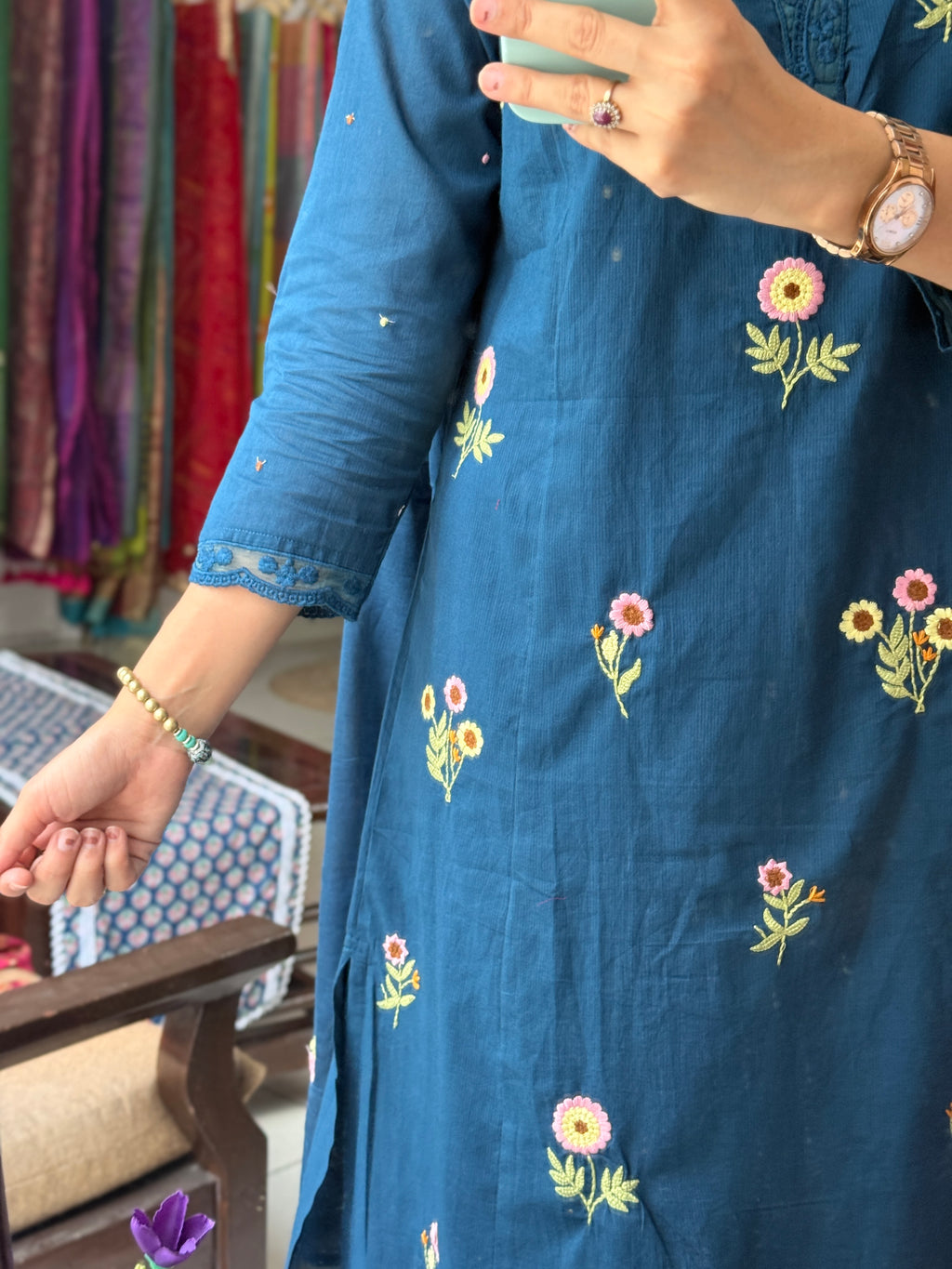 Blue Embroidered Suit set