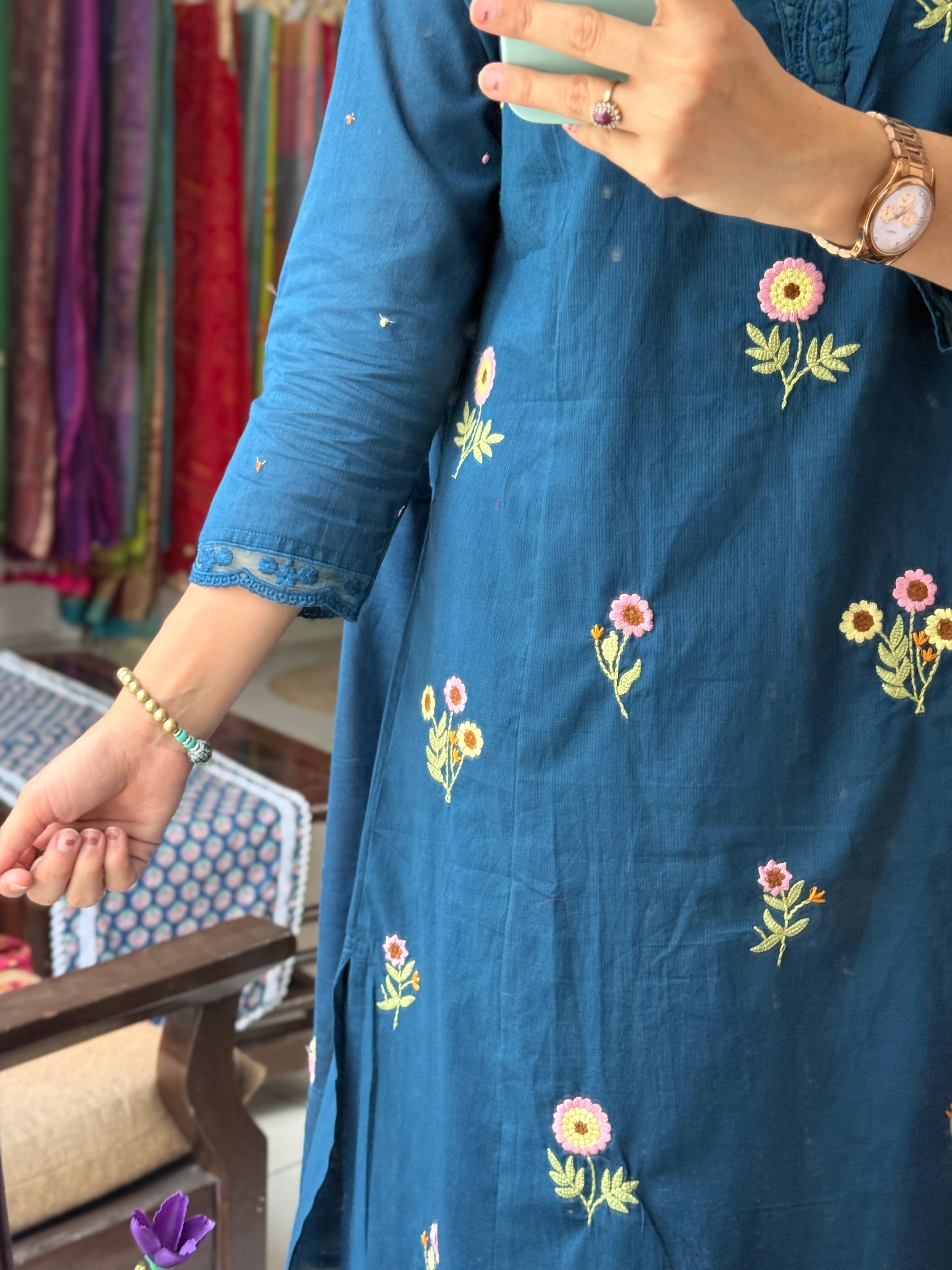 Blue Embroidered Suit set