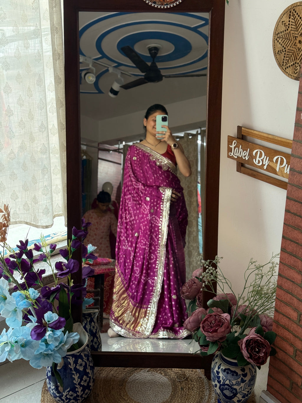 Purple Pure Gaji Silk Bandhani Saree with Gotta Patti Handwork|Comes with blouse | Premium Handwork Saree