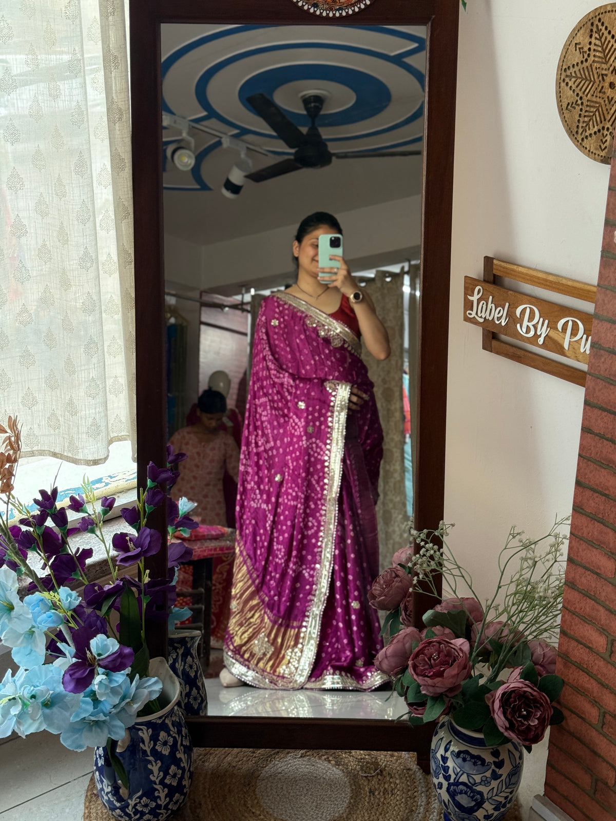 Purple Pure Gaji Silk Bandhani Saree with Gotta Patti Handwork|Comes with blouse | Premium Handwork Saree