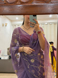 Zari Embroidered| Georgette Sarees| Without Blouse