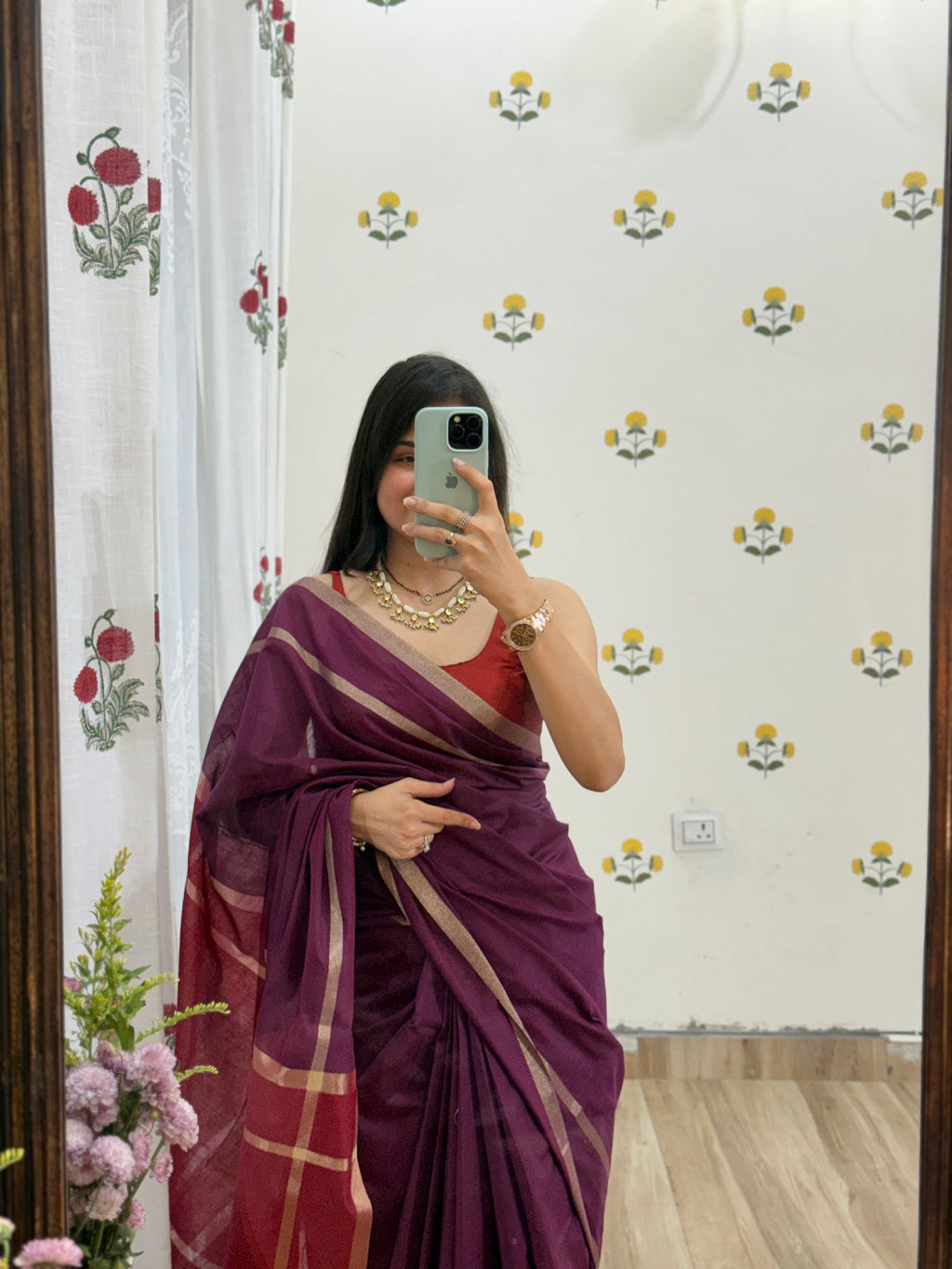 Maheshwari Silk Cotton Saree | With blouse
