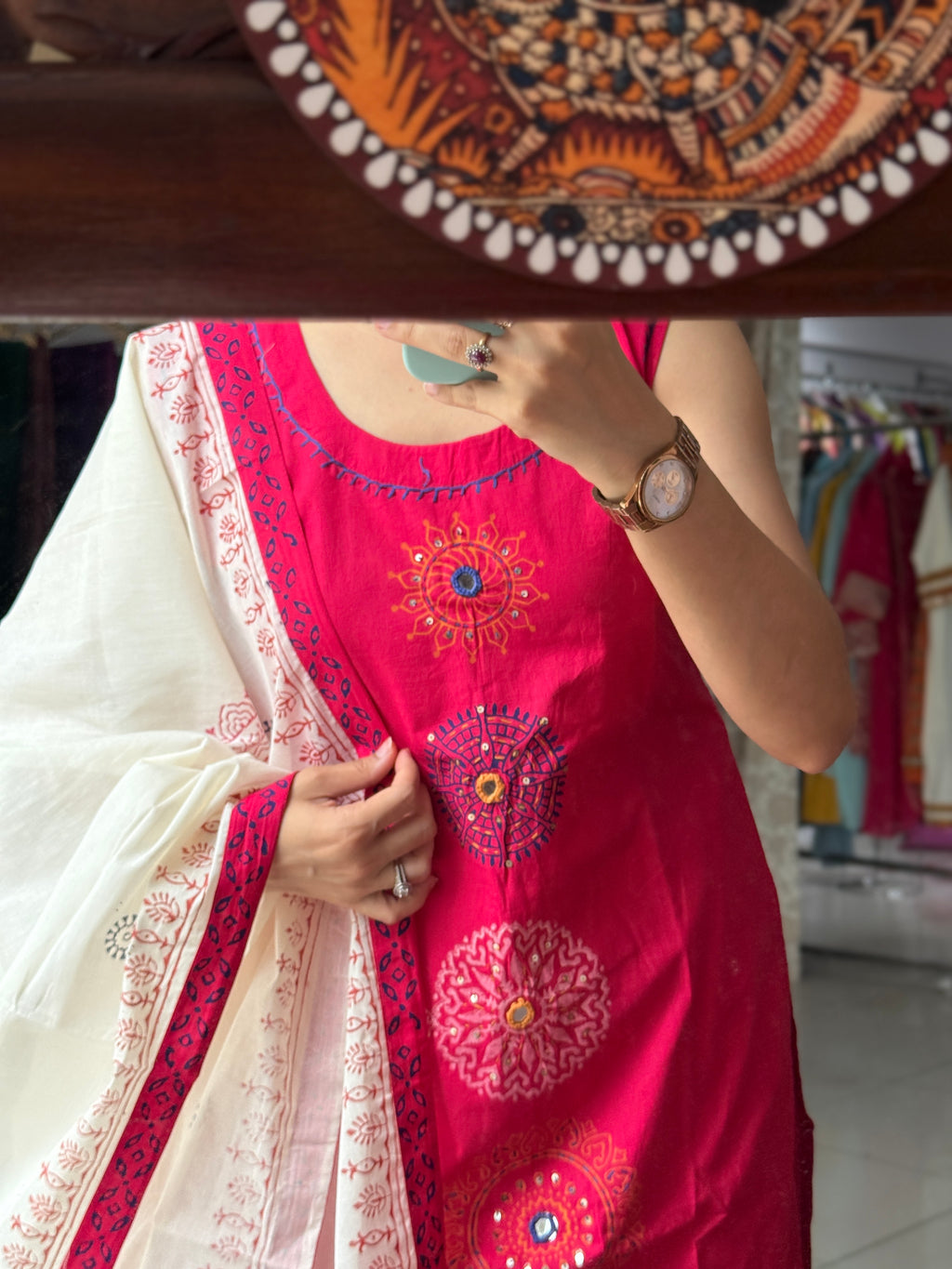 Designer Cotton Set | With extra sleeves| Handwork| Designer Duppata