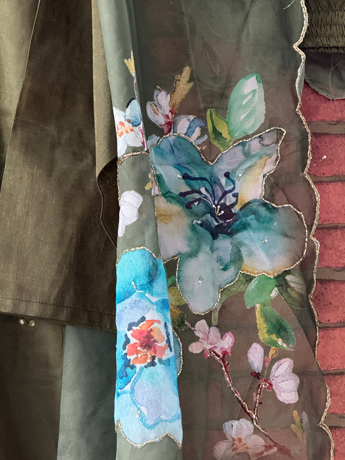 Green Hand Embroidered Suit |Cotton Silk | lining