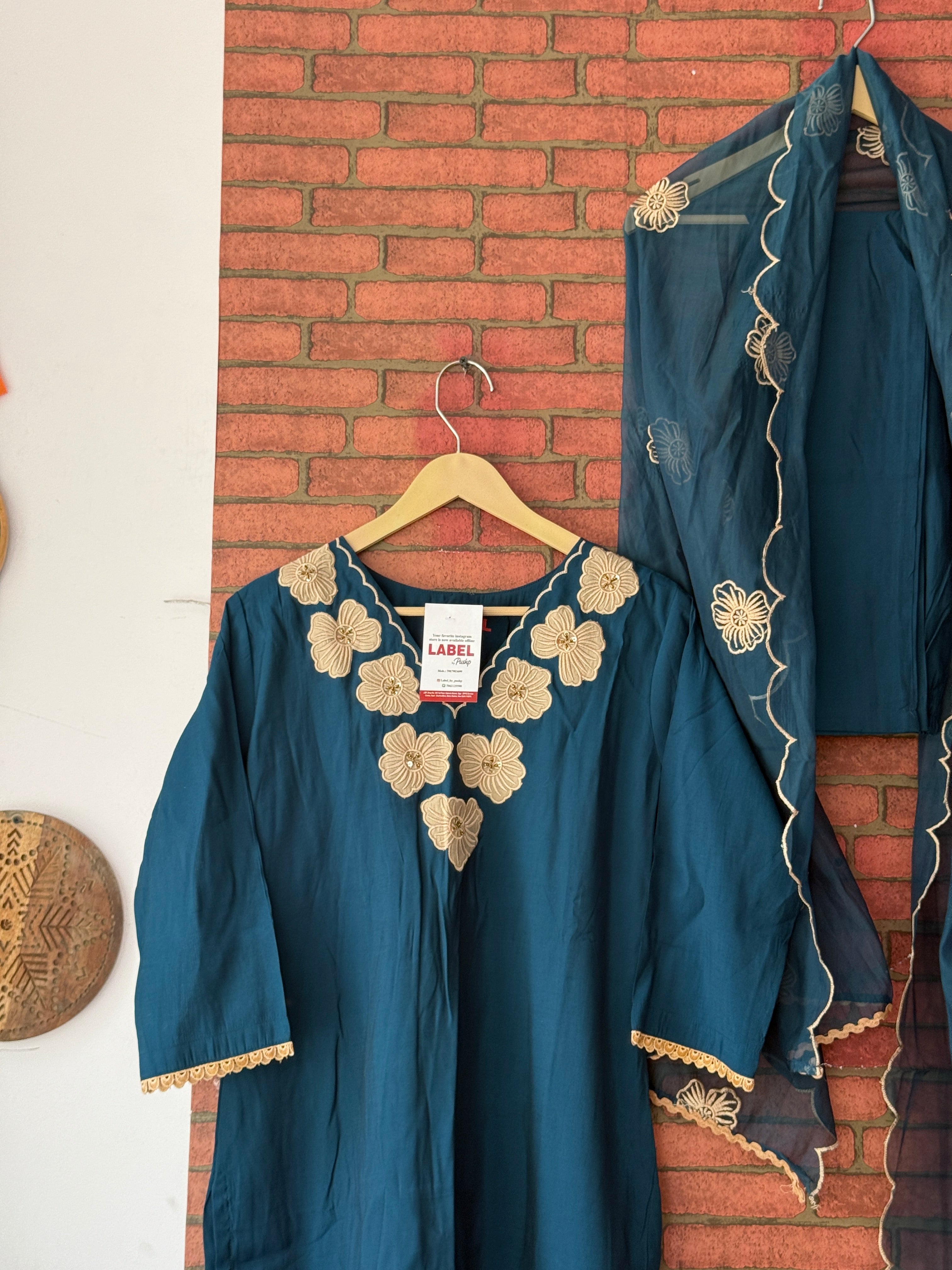 Teal Embroidered Suit |With lining| Embroidered| Silk Cotton