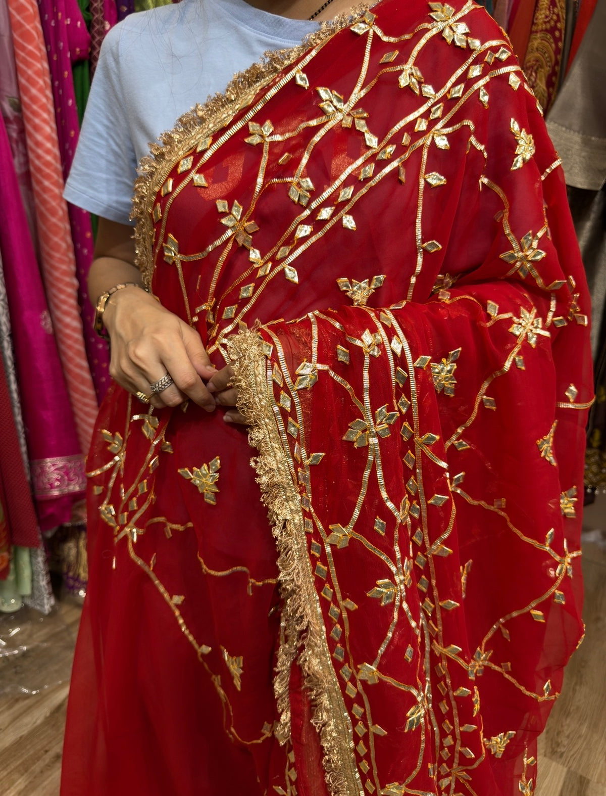 Sale Saree | with blouse| Gota Patti Georgette