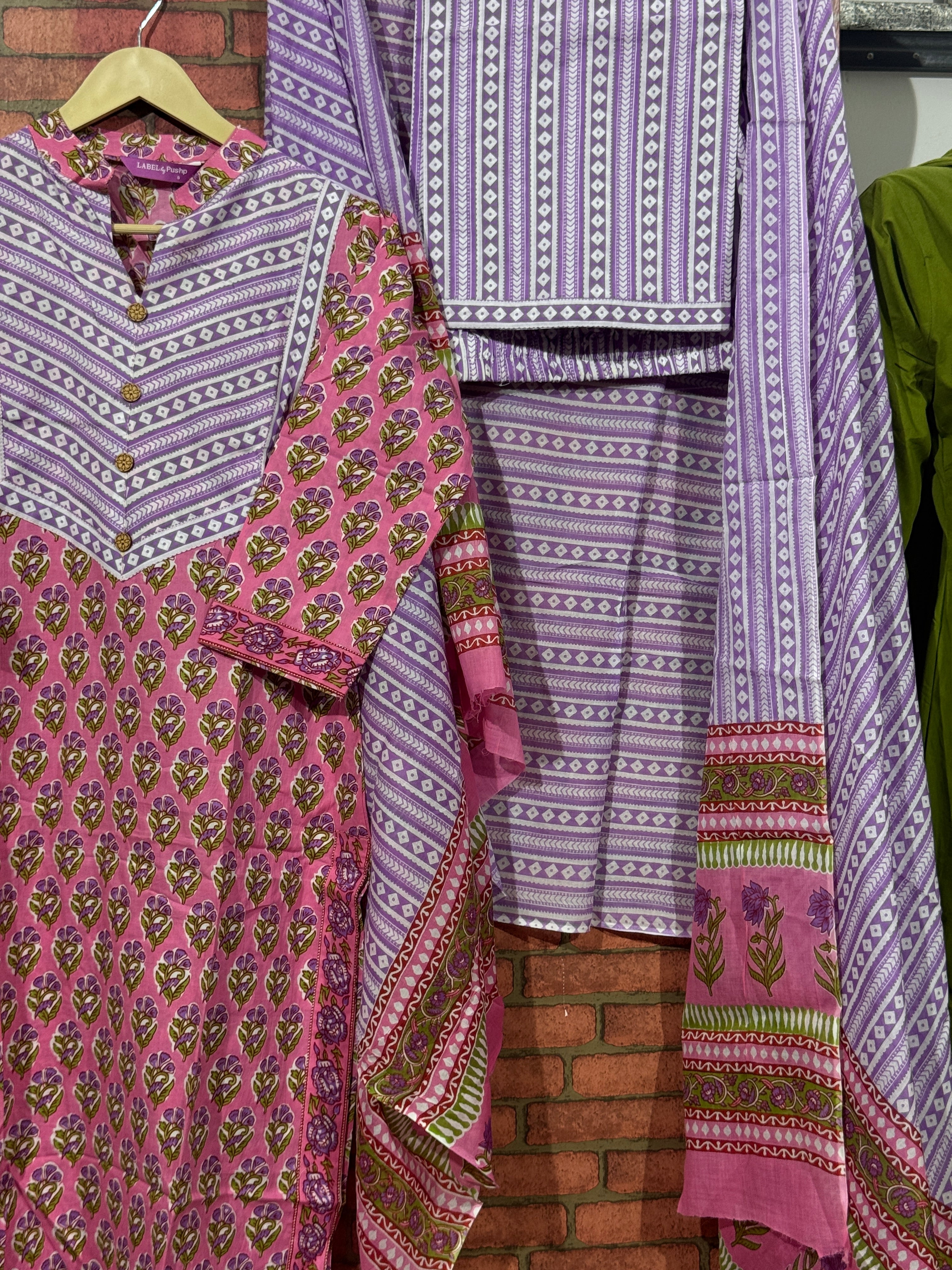 Pink Suit Set | Block Printed | Cotton
