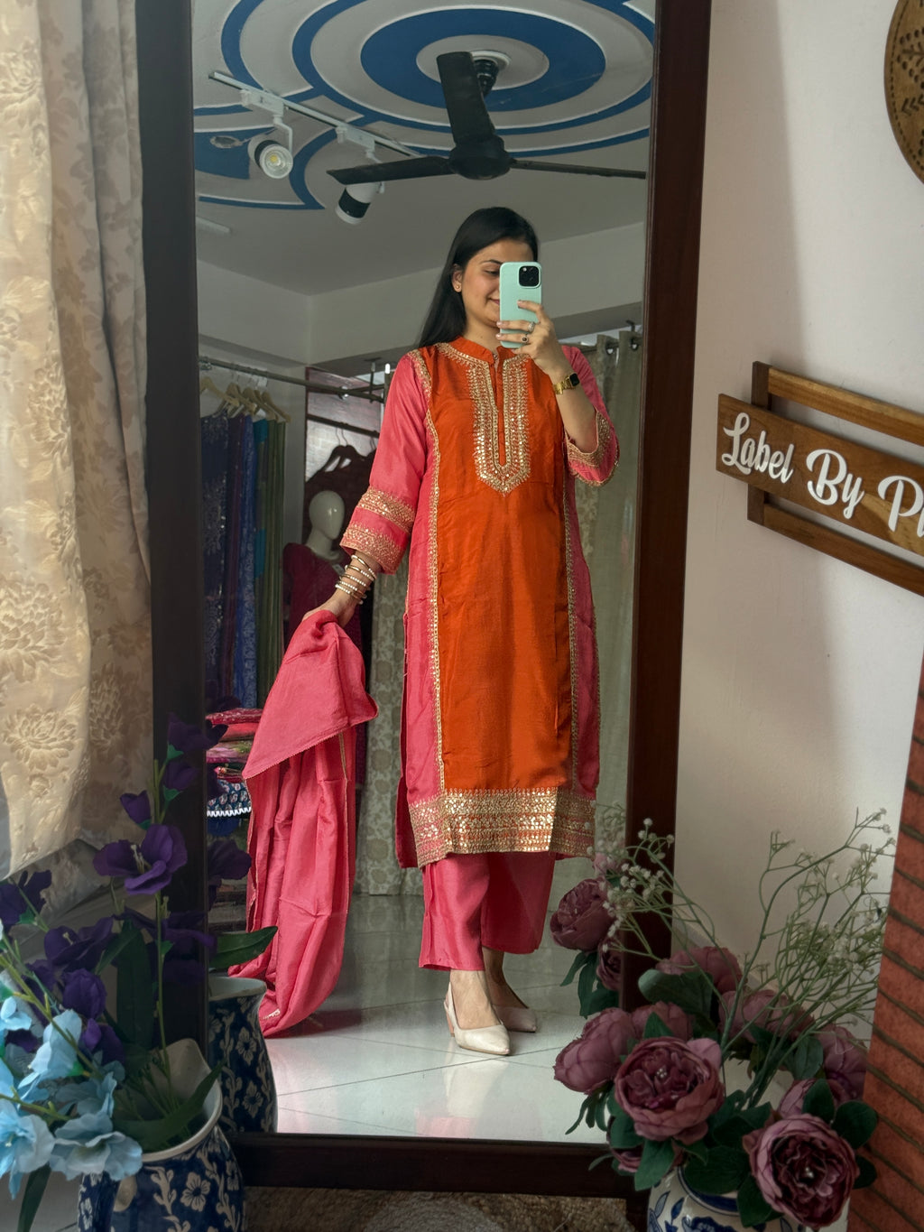 Dual tone Embroidered Suit | Cotton lining| with Duppata