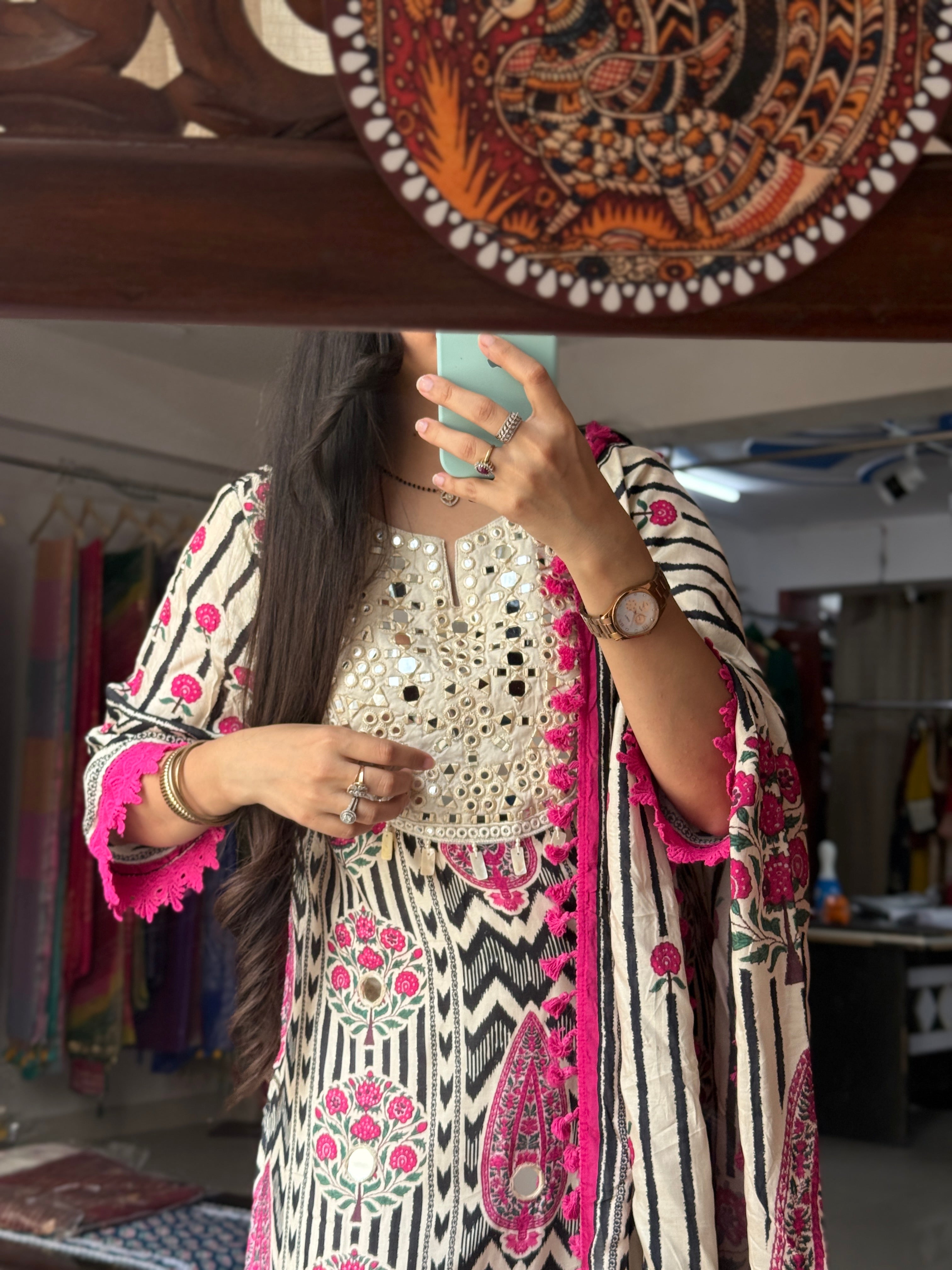 Muslin Partywear Suit | Real mirror work| Cotton lining| With beautiful Duppata
