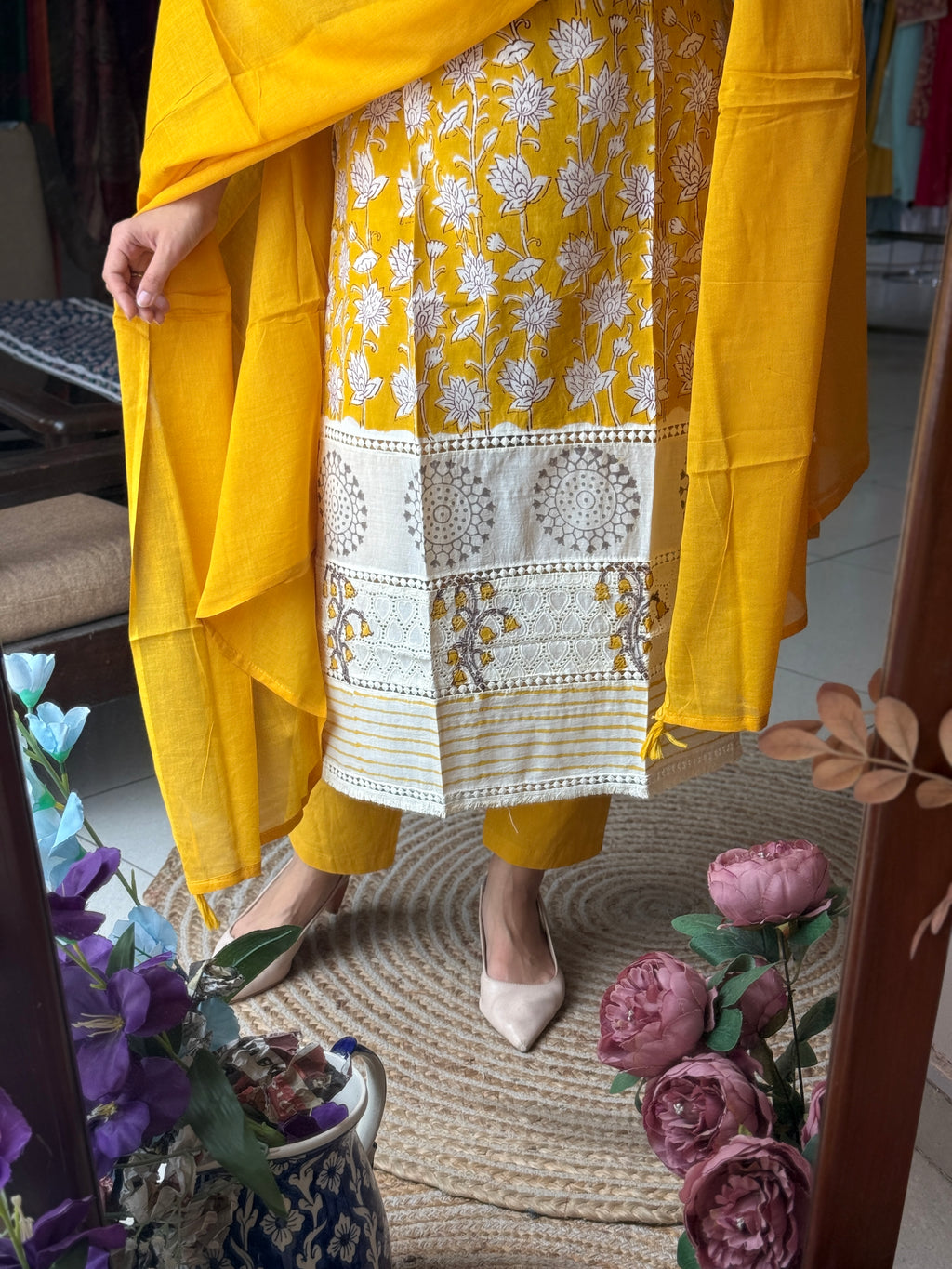 Kalamkari Print | Lacework | Cotton | Mul cotton Duppata | Designer Suit